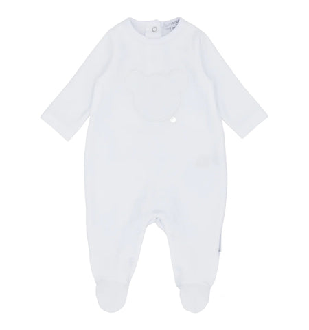 blues baby, All in ones, blues baby - White  velour all in one, teddy motif
