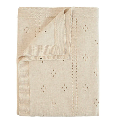 Bibs, Blankets, Bibs - Knitted blanket, 100% organic cotton, pointelle ivory