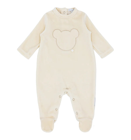 blues baby, All in ones, blues baby - Sand velour all in one, teddy motif