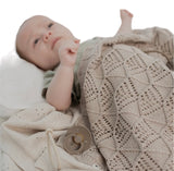 Bibs, Blankets, Bibs - Knitted blanket, 100% organic cotton, wavy vanilla