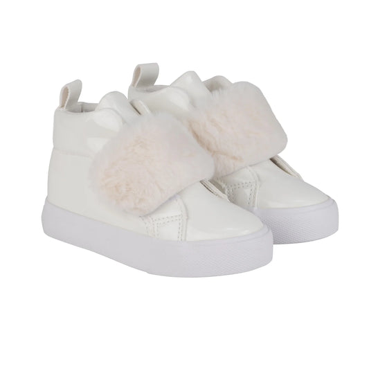 Little A, footwear, Little A - Faux fur strap high top, footwear, white