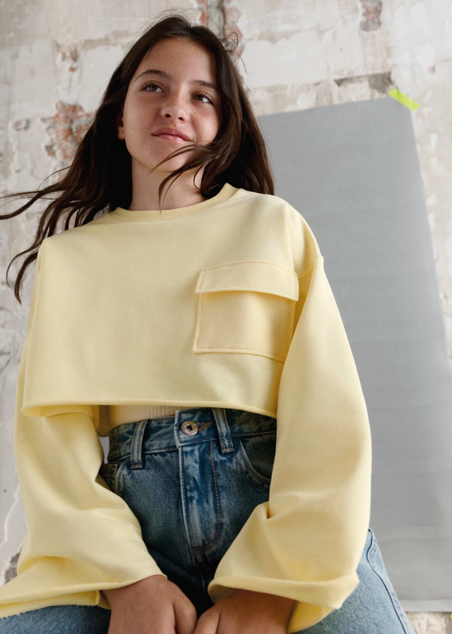 Mayoral - Cropped Sweatshirt and Vest Set, Lemon