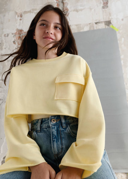 Mayoral - Cropped Sweatshirt and Vest Set, Lemon