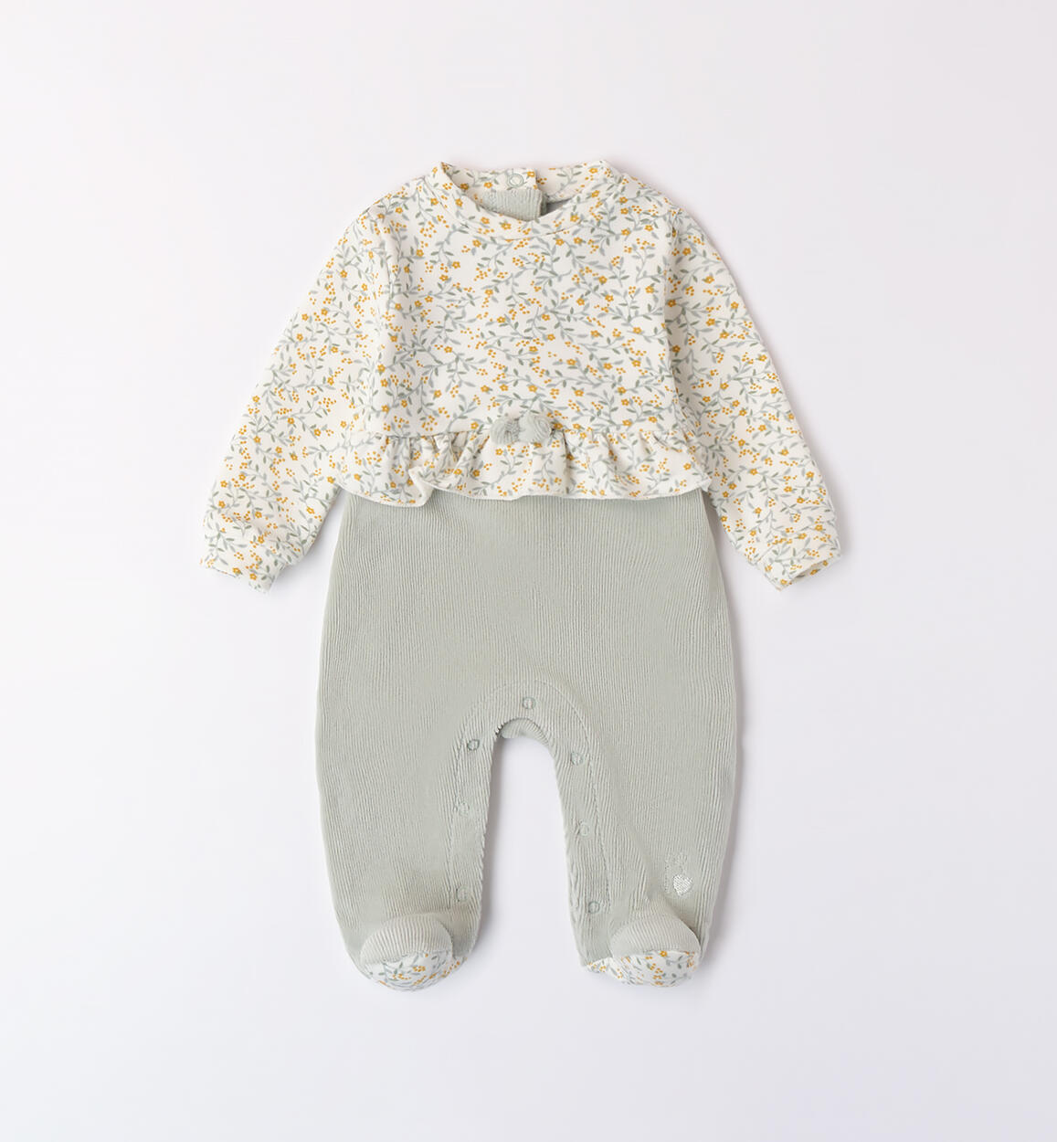 iDO, all in ones, iDO - baby all in one, sage/floral velour