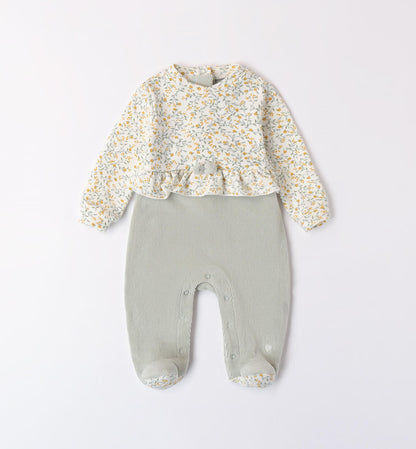 iDO, all in ones, iDO - baby all in one, sage/floral velour