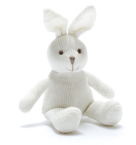 Best Years, soft toy, Knitted Organic Bunny Rattle - White