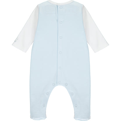 Emile et Rose, Romper, Emile et Rose - Baby boy blue romper with train embroidery 1925 Willis