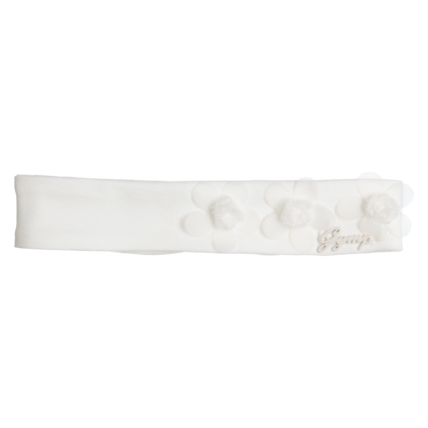 GYMP, headband, GYMP - Girls white soft headband, floral detail