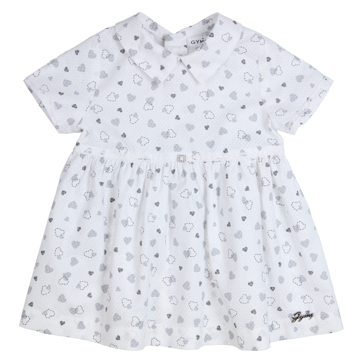 GYMP, Dress, GYMP - White dress, grey heart print