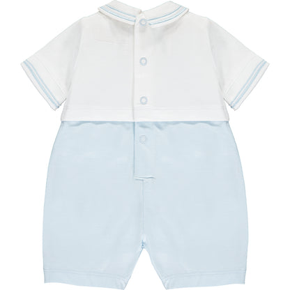 Emile et Rose, Romper, Emile et Rose - Baby boy pale blue  and white romper with hat, 7299 Wilson