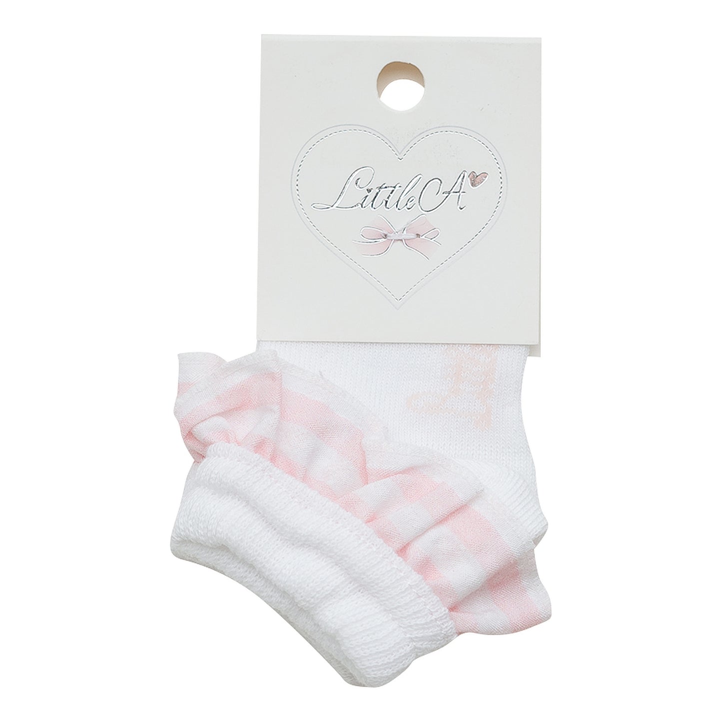 Little A, socks, Little A  - Ankle Socks, Gracelynn, white with pink rose trim