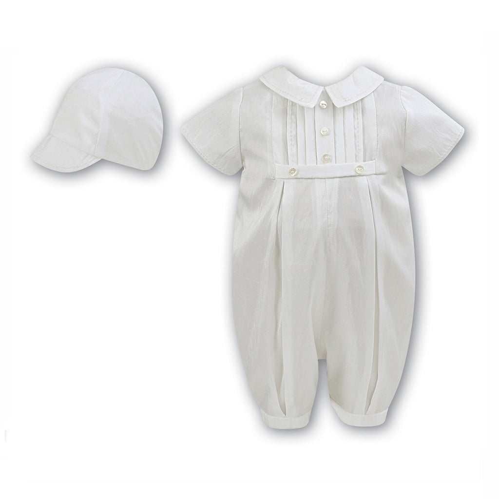 Sarah Louise, Christening outfit, Sarah Louise - Boys Christening 2 piece set, romper and matching hat 002228
