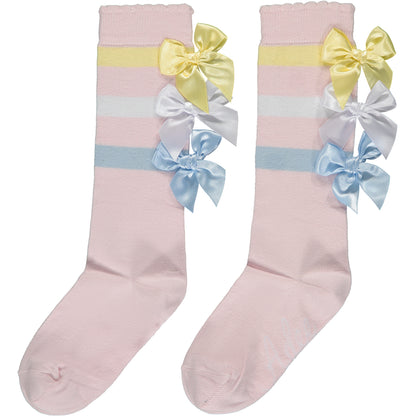 A'Dee, socks, Triple Bow Knee High Socks, Viola