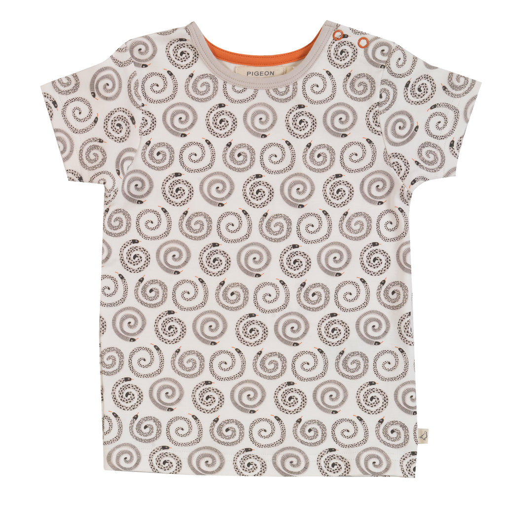 Pigeon Organics, All in ones, Pigeon Organics - Short sleeved T-shirt, snakes, grey