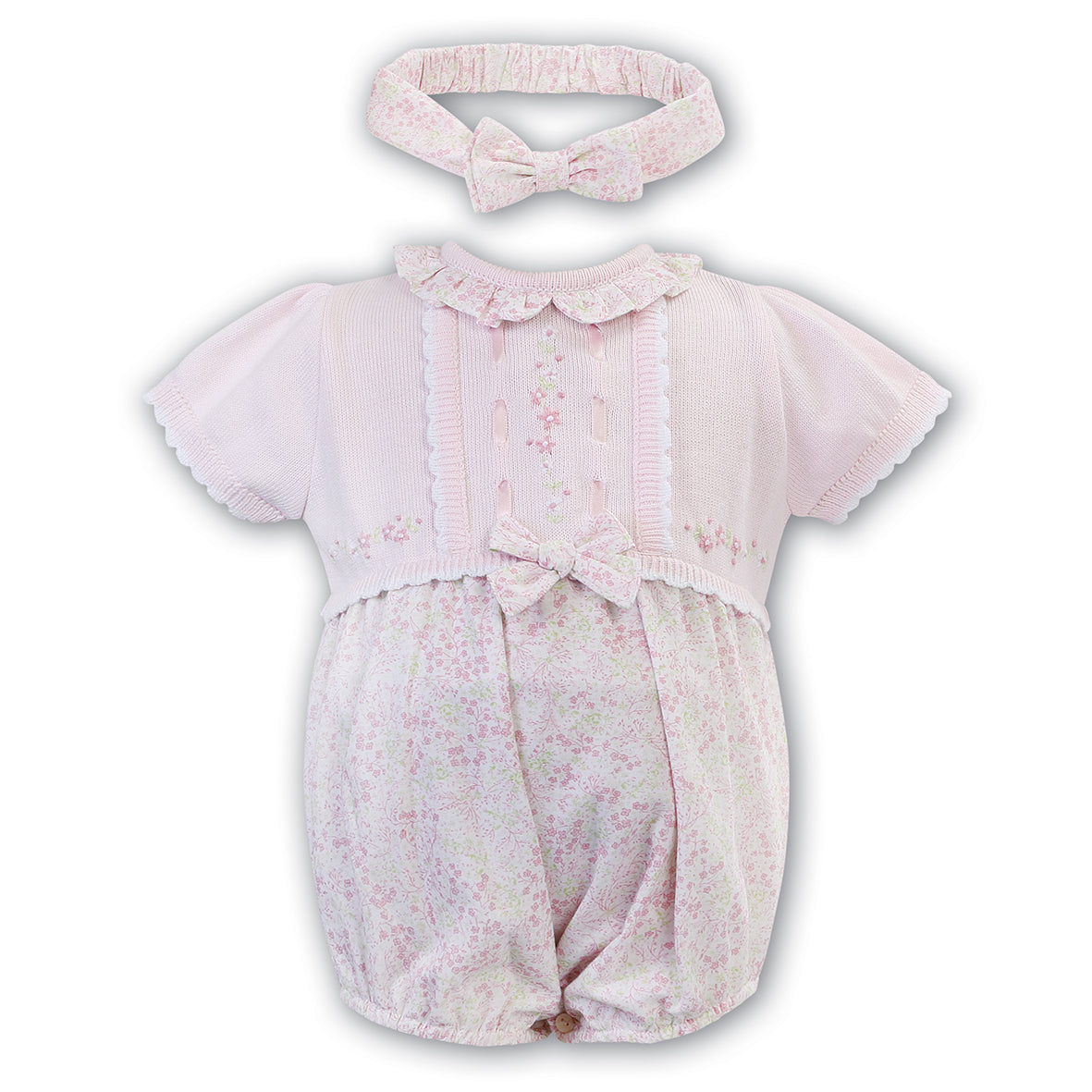 Sarah Louise, romper, Sarah Louise - pink floral romper with headband, 012658