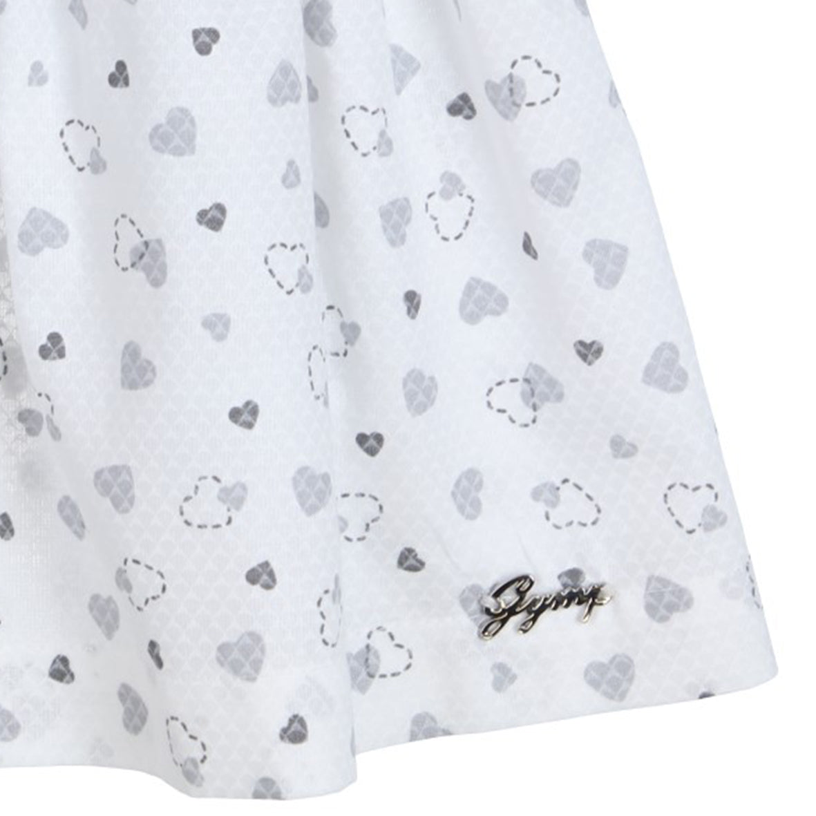 GYMP - White dress, grey heart print | Betty McKenzie