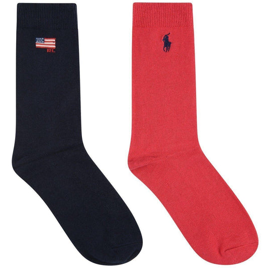 Ralph Lauren - Boys 2 pair pack of socks, Flag, navy pr and red pr | Betty McKenzie