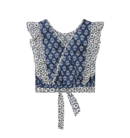 Mayoral, Tops, Mayoral - Blue and white ruffle top, 6196