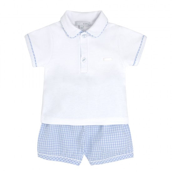 blues baby, Outfits, blues baby - baby boys blue gingham shorts set BB0332