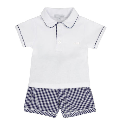 blues baby, Outfits, blues baby - baby boys navy gingham shorts set BB0335