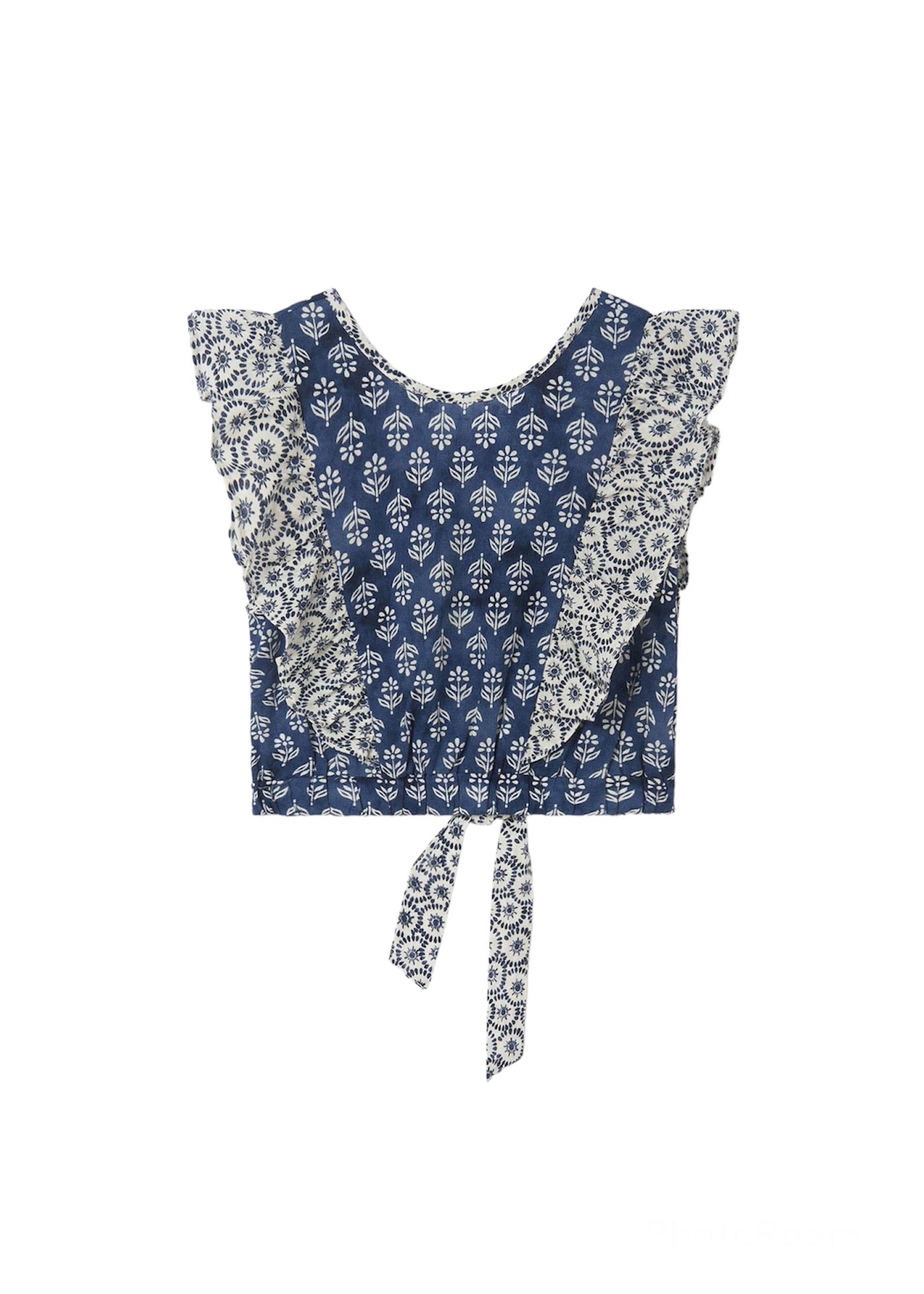 Mayoral, Tops, Mayoral - Blue and white ruffle top, 6196