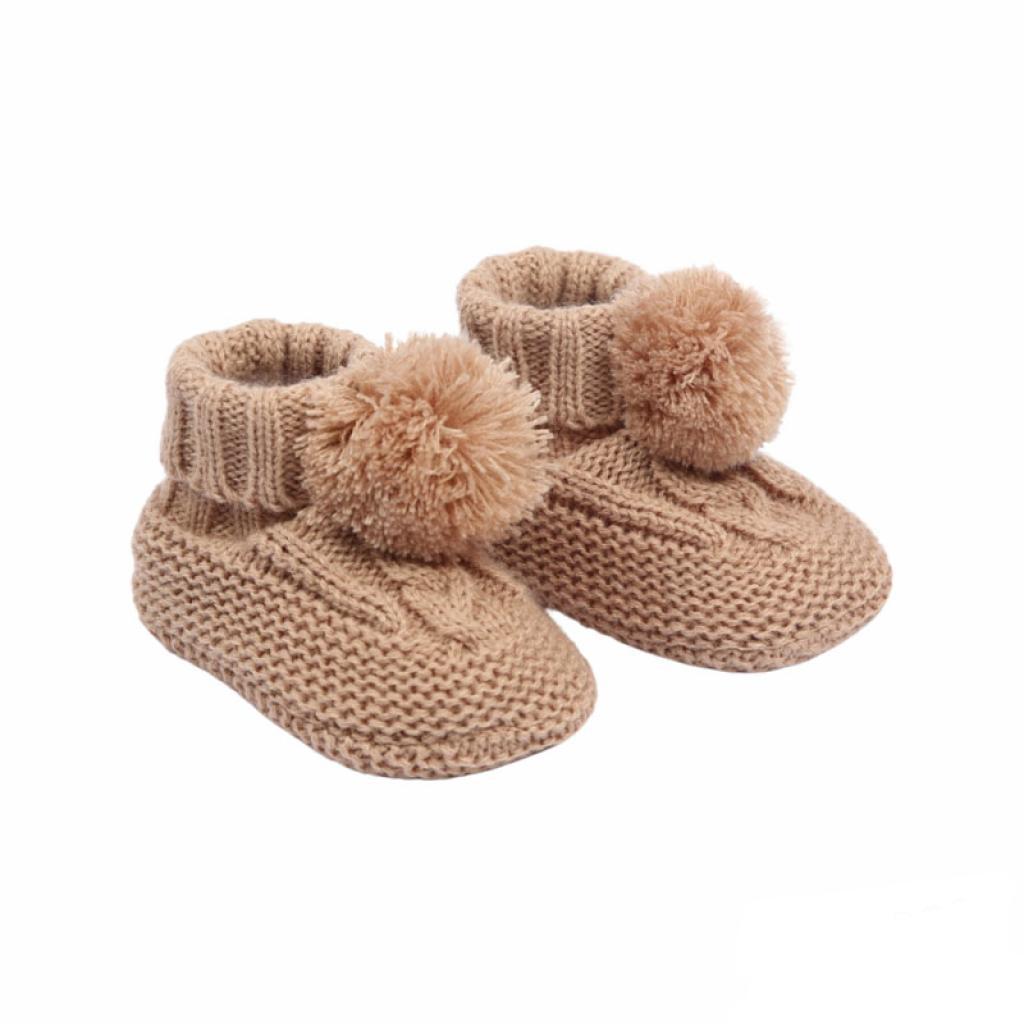 Betty Mckenzie, booties, Soft Touch - Booties pom pom, coffee