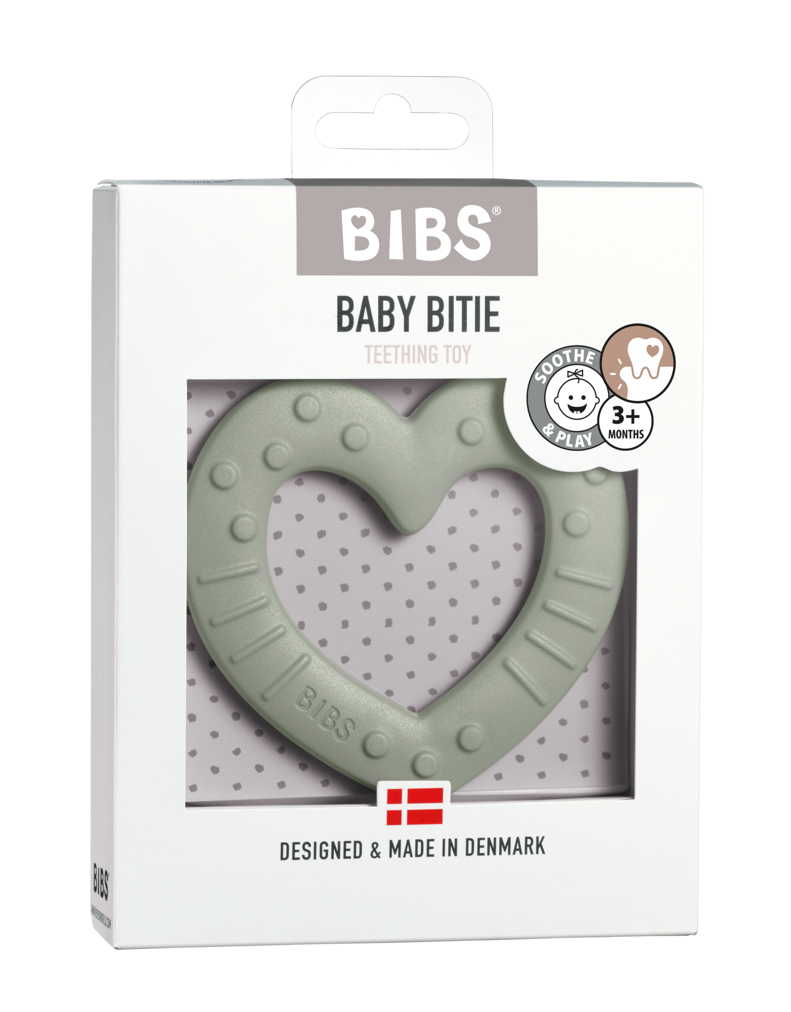 Bibs, teether, Bibs - Baby bitie teething toy heart, sage