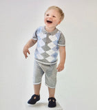 blues baby, 2 piece set, blues baby -  2 piece knitted top and short set, BB0259