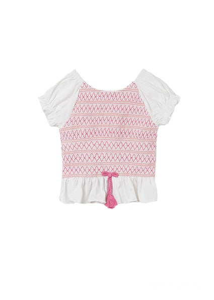 Mayoral, Tops, Mayoral - White and pink sun top, 6049