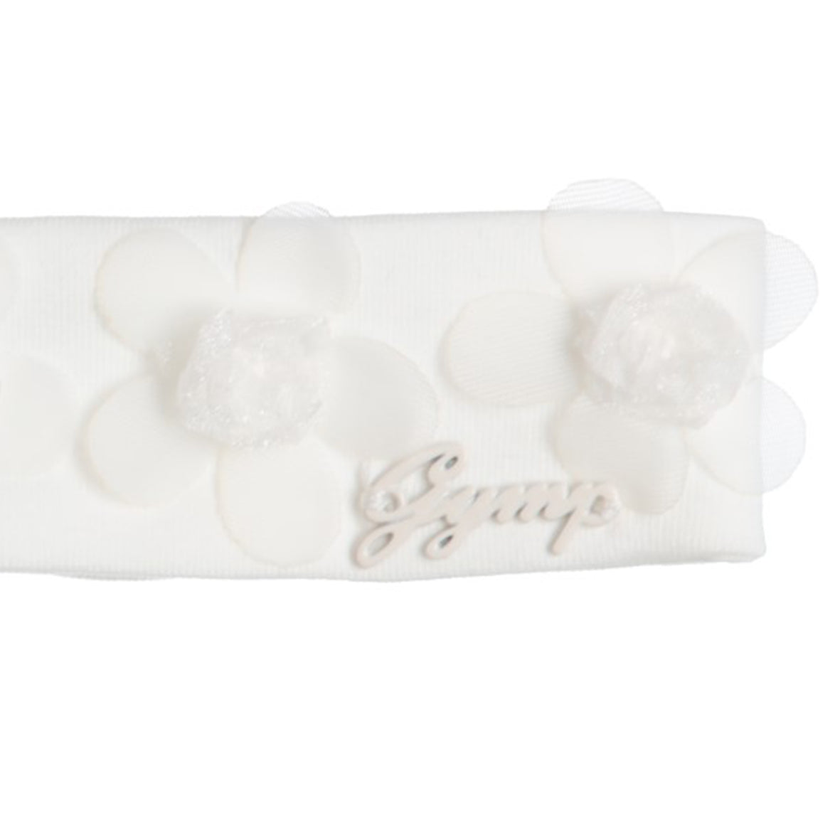 GYMP - Girls white soft headband, floral detail | Betty McKenzie