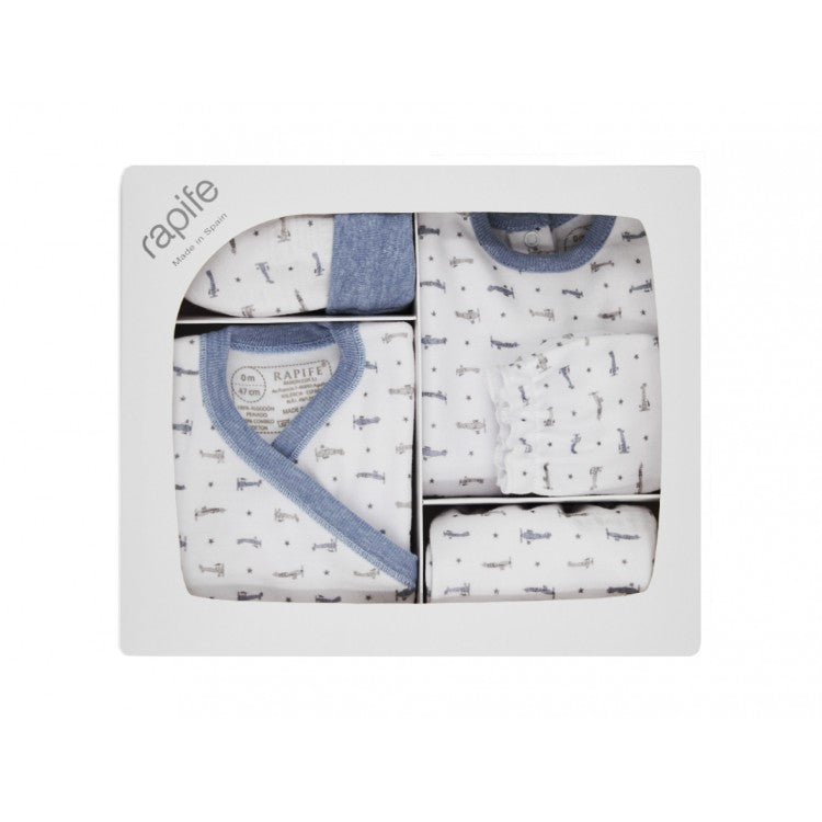 Rapife, Baby Gift Sets, Rapife - 5 piece baby gift set, pale blue aeroplane print