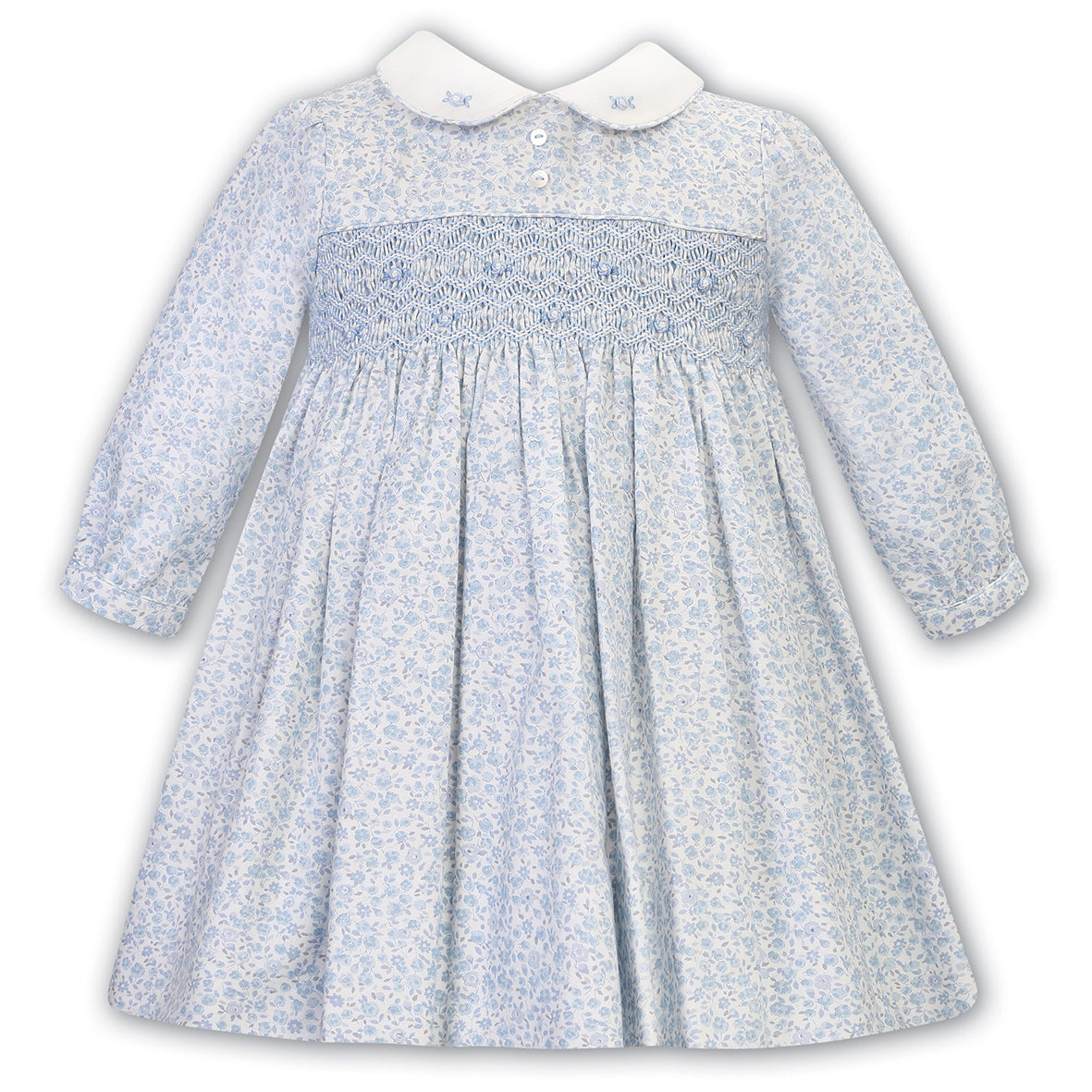 Sarah Louise, Dresses, Sarah Louise - Hand smocked pale blue floral dress