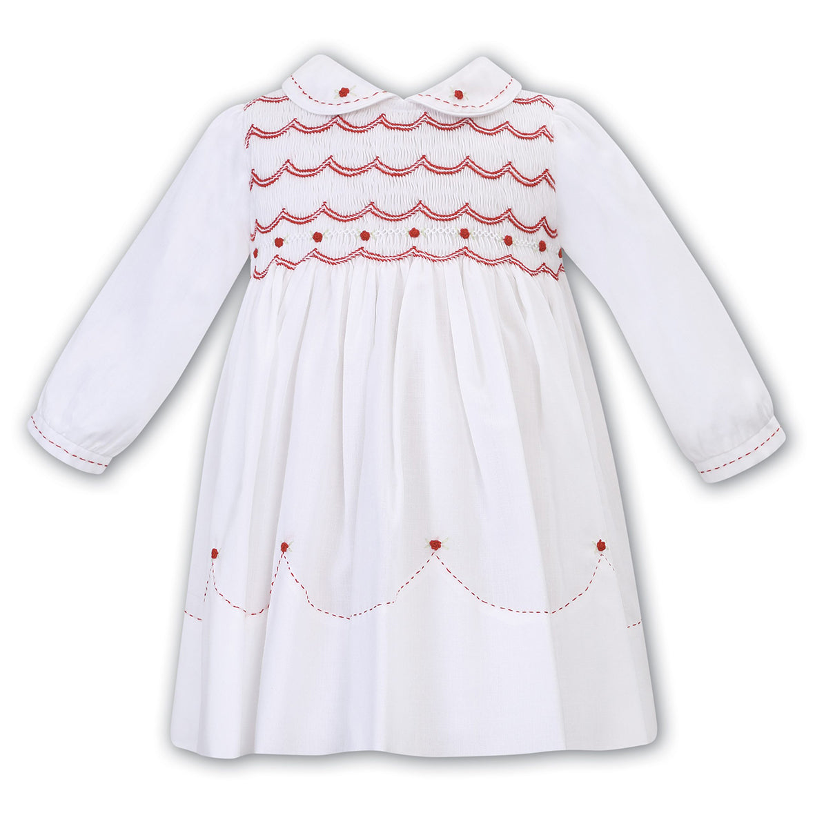 Sarah Louise, Dresses, Sarah Louise - Hand smocked white with red detail dressl